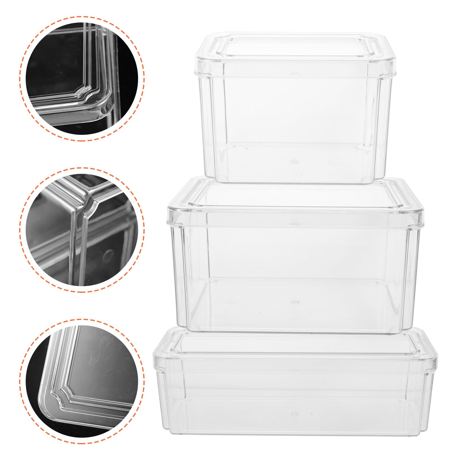 VANZACK 3 piezas Cajas Transparentes para Nevera y Congelador Organizadores Multiusos de Almacenamiento para Frutas y Verduras Cajas Apilables para Cocina y Hotel Capacidad Grande Ahorro