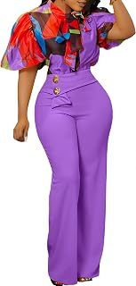 Women's Two Piece Outfits Blouse and High Waisted Wide Leg Pants with Packet Fit Cocktail Party and Casual Tourism