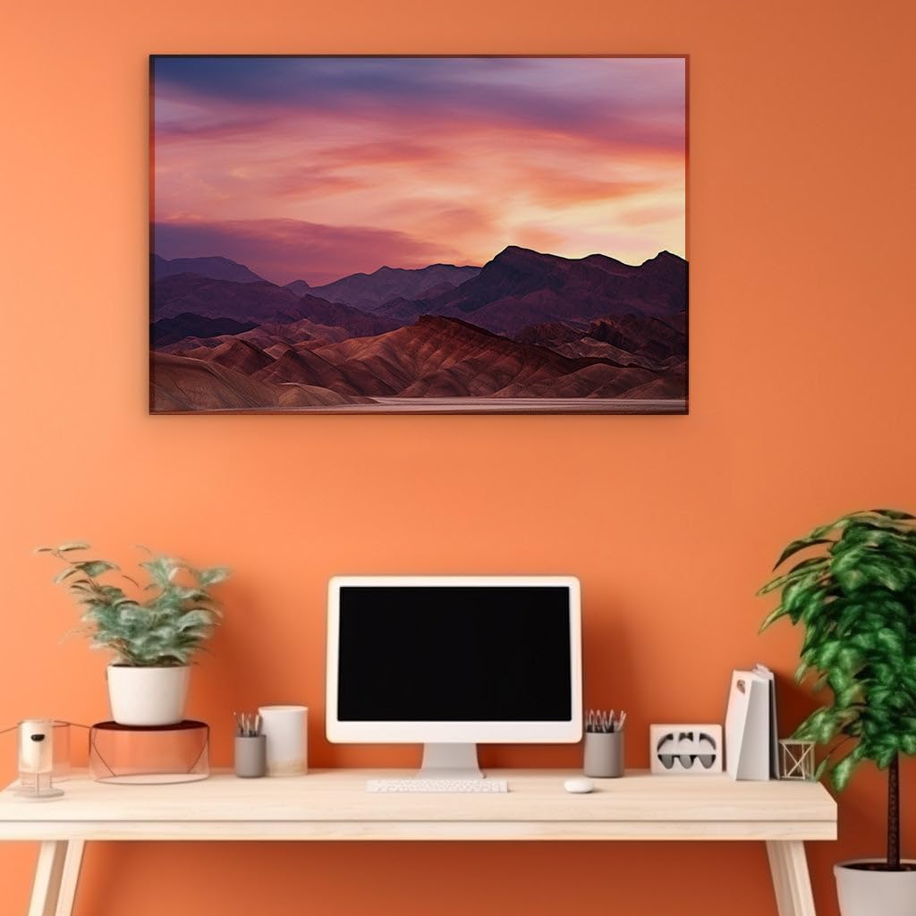 Canvas for Living room. Golden Sunset Serenade Over the Desert Sands, 27 x 18 inch Canvas Wall Art - Surrealistic Visions - Modern Home Decor - 69x46 cm (27x18 inch)