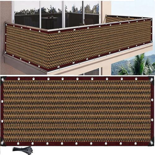 MAJINGC Balkon Sichtschutz 0,9 x 1 m Terrasse Sichtschutz HDPE 95% UV für Hinterhof, Terrasse, Geländer, Pool, Sichtschutzzaun Abdeckung Braun
