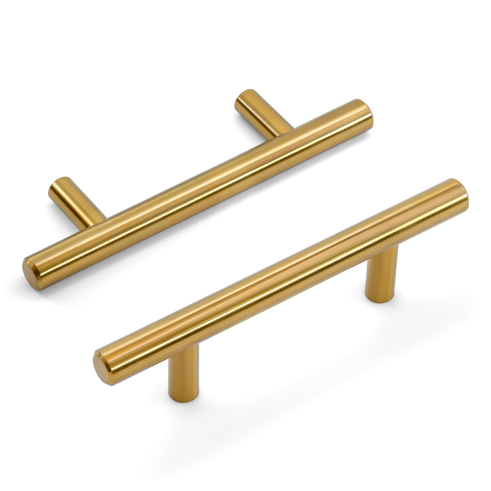 HESTIA HARDWARE 20 Stück | 7,6 cm goldene Schrank-Schubladengriffe aus Stahl, moderne Schrankbeschläge, Euro-Stange, Goldgriff, goldfarbene Griffe für Schubladen (S1.20.L)