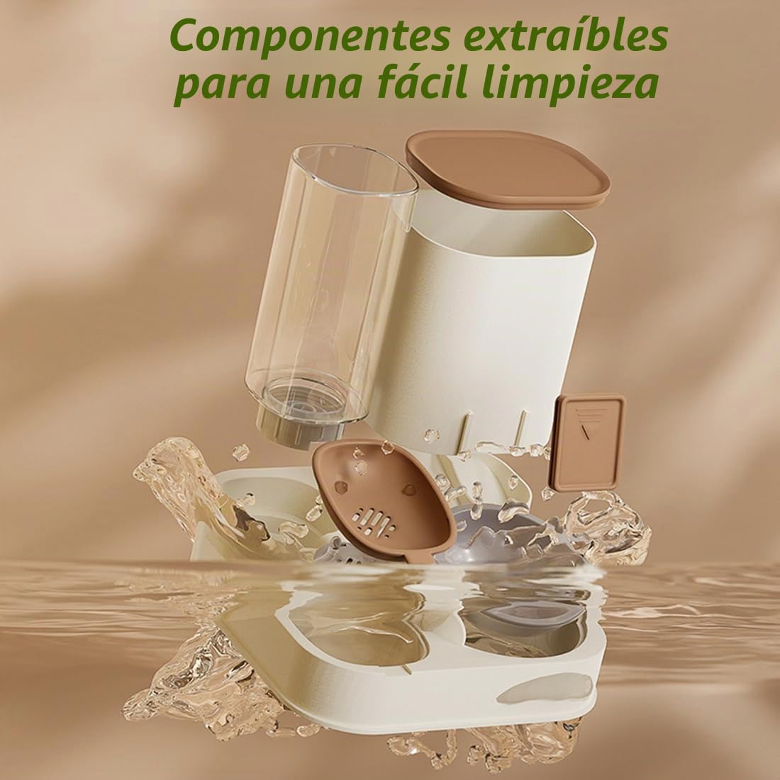 Comida automática para Gatos 2 en 1, dispensador de Comida de Viaje y dispensador de Agua para Perros, Gatos, Mascotas, extraíble, fácil de Limpiar, el tamaño de la Tapa es Ajustable, Piscina