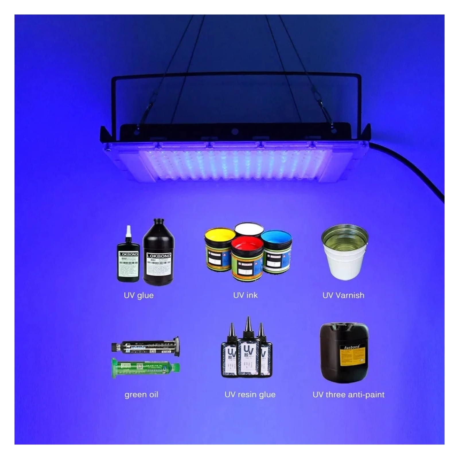 100W 300W LED Blacklight 365nm 395nm 405nm Lampa utwardzająca UV Lampa utwardzająca klej bezcieniowy Zielony olej Żywica Obudowa do utwardzania DIY(395nm,300W)