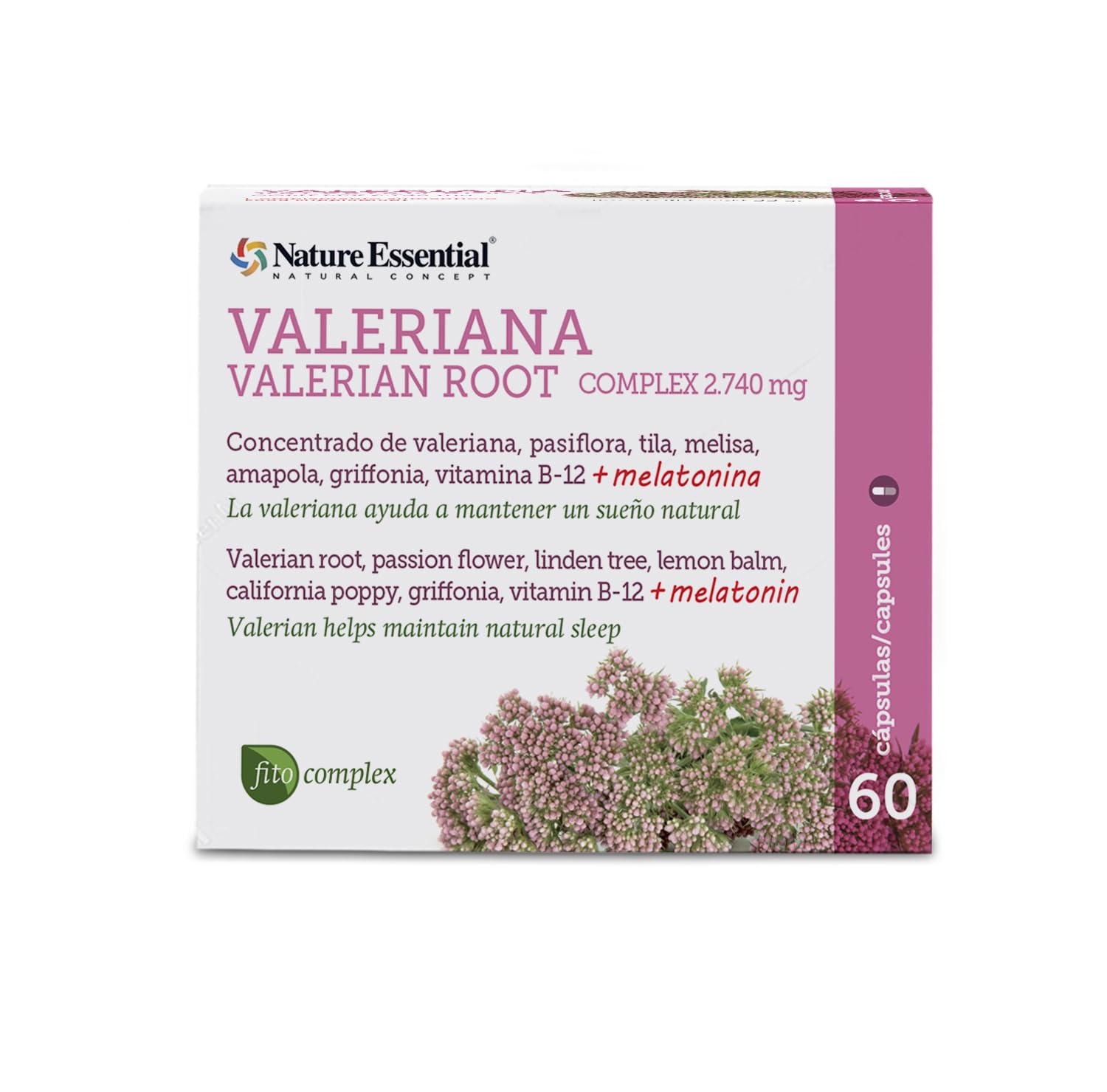 Nature Essential | Valeriana Complex 2.740 mg | 60 Cápsulas | Con Pasiflora | Fórmula a Base de Extractos Naturales