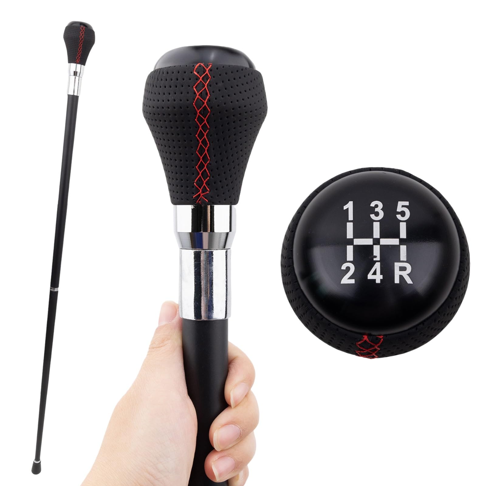 Elegante Bastone da Passeggio in Acciaio con Impugnatura Decorativa Rivestita in Pelle, Bastone Leggero per Uomo e Donna, Punta Antiscivolo, Supporto per la Mobilità Quotidiana