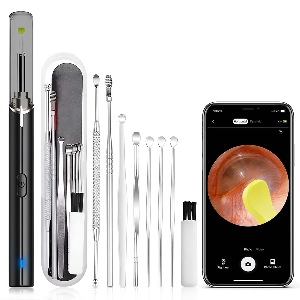 HASTHIP® Ear Cleaning Kit with Camera Wireless Ear Wax Remover Tool Kit with Storage Box Visual Ear Wax Cleaner with 6 LED Light & Ear Curette Ear Cleaning Smart Machine for iOS & Android (Black) (B0BFR8Q1T9) Amazon Price History, Amazon Price Tracker