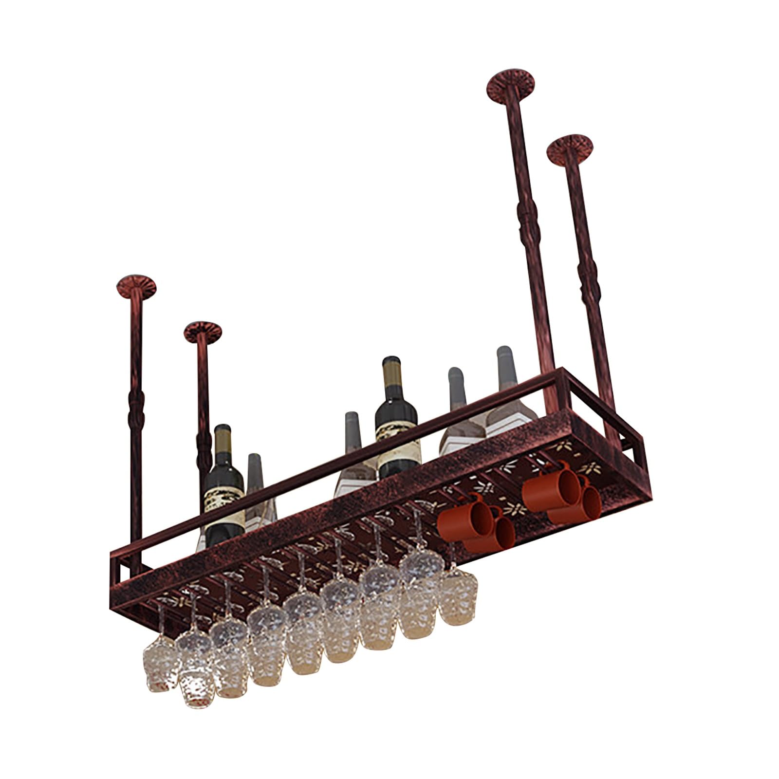Casier à vin mural pour 15 bouteilles avec porte-verres suspendu en métal noir pour cuisine
