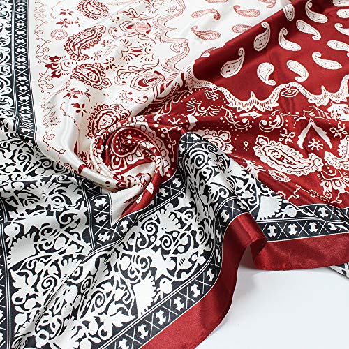 3 Pcs Head Scarfs for Women 35" Large Square Silk Satin African Hair Wraps Muslim Shawls Scarves Headscarf Headdress4