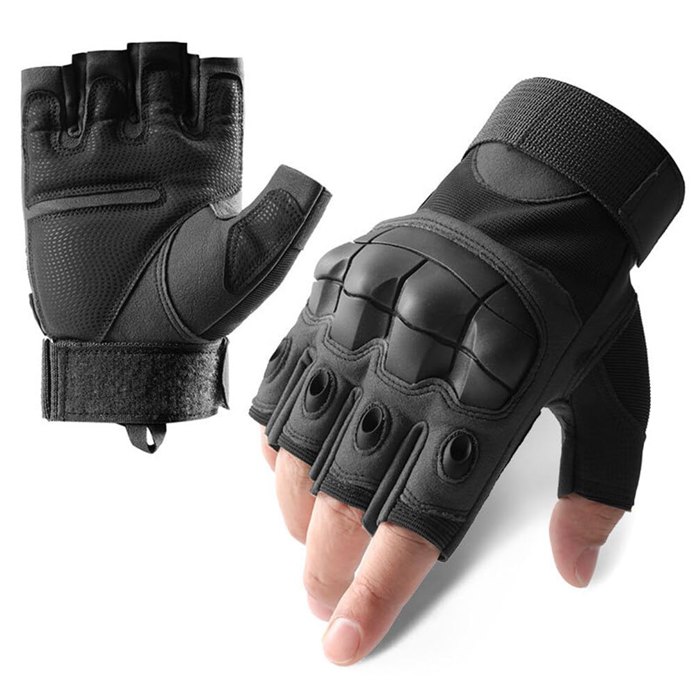 Katutude Guanti da moto da uomo, per attività all'aria aperta, da uomo, per allenamento tattico, da moto, a mezza dita, per softair, militare, paintball, moto