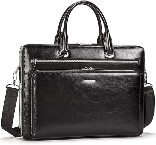 Miniatura 9 de BOSTANTEN Maletines para Hombre Bolsa de Mensajero de Cuero Genuino para Laptop de 15.6 Pulgadas, Maletín de Oficina, Trabajo, para Negocios, Viaje