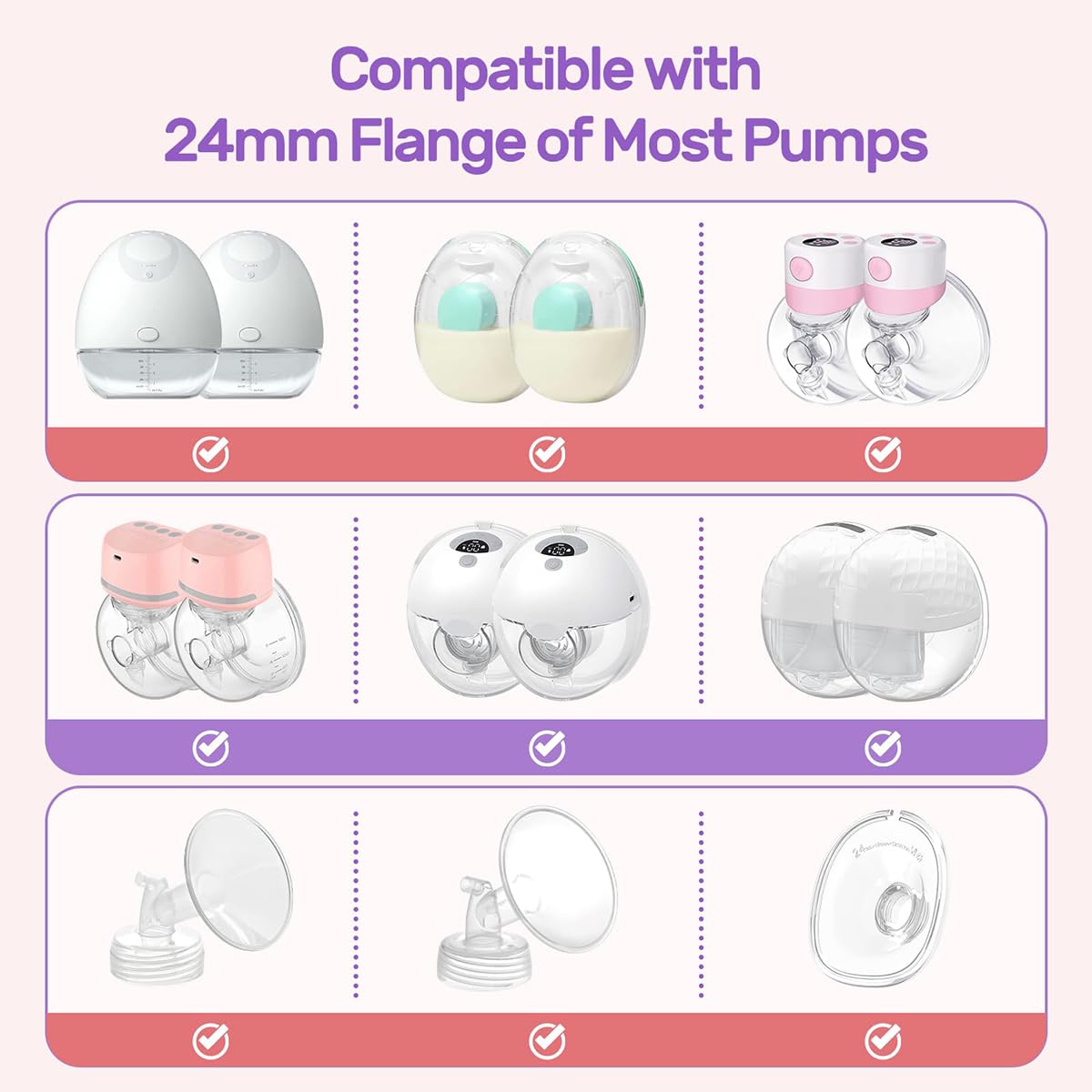 Parts for Spectra Breast Pump Accessories, 6 Pcs Accessories for Breast Pump, Flange Sizing Kit, Suitable for Medela Milk Pump for Breastfeeding Inserts Accessory, Items for Pregnant Woman, Flange Ruler (13/15/17/19/21mm) - Image 4 thumbnail