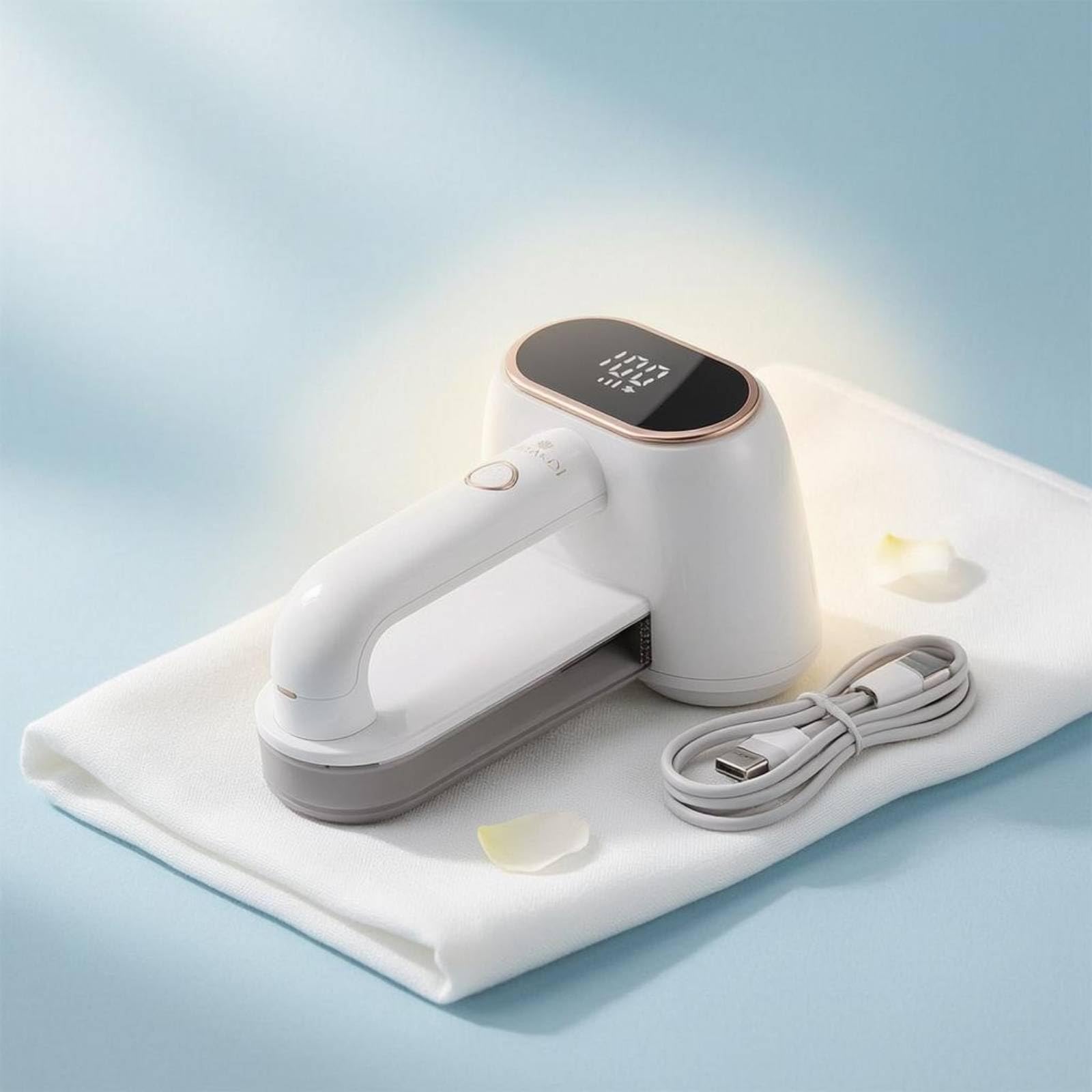 Rasoio Levapelucchi Elettrico Portatile Doppia Testa Depilatore Tessuti Dispositivo Antipilling Display Digitale Ricarica USB Manico Curvo Adatto per