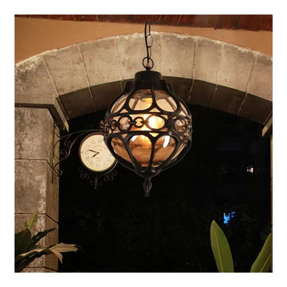 Żyrandole Żyrandol ogrodowy w stylu retro z ramą z winorośli na balkon i do restauracji(Black,87cm)