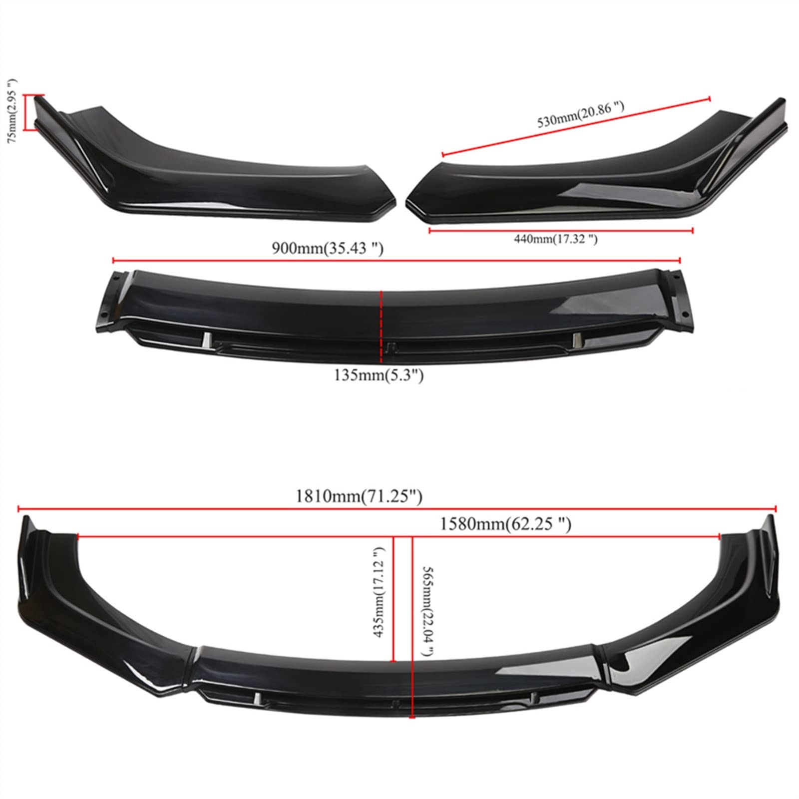 WOHOOD Accesorios 4X Separador De Parachoques Delantero De Coche Desmontable Labio para Subaru WRX STI para Impreza BRZ Todos Los Modelos Difusor De Parachoques De Alerón
