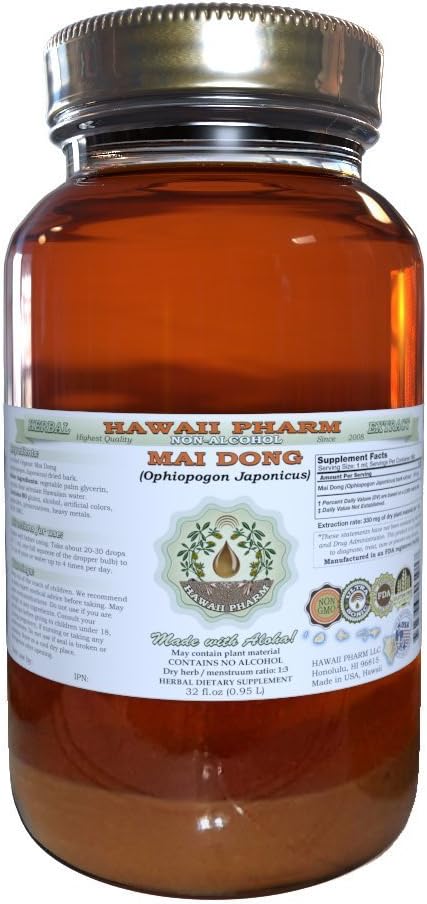 Mai Dong Alcohol-Free Liquid Extract, Mai Dong, Ophiopogon (Ophiopogon Japonicus) Bark Glycerite Natural Herbal Supplement, Hawaii Pharm, USA 4 oz