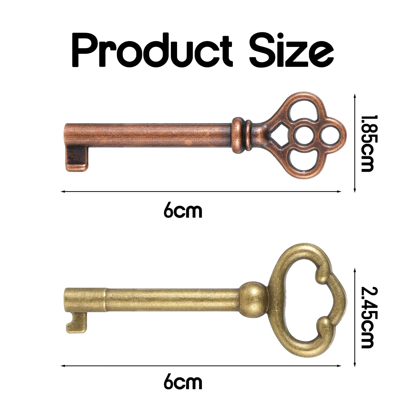 2 Pcs Skeleton Key Ky-2AB and Ky-3AB,Vintage Hollow Barrel Brass Keys,Mixed Antique Skeleton Replacement Cabinet Key,Antique Furniture Keys for Dresser,Chinese Cabinet,Bronze,Wardrobes,Heirlooms - Image 2