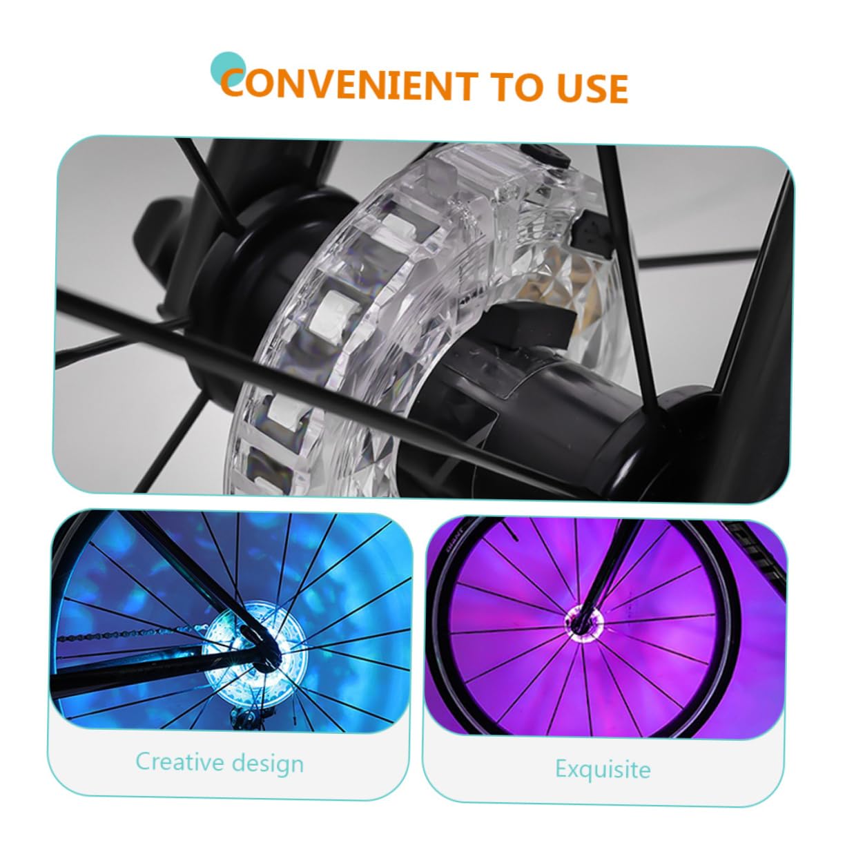 Toddmomy Curseur Flash Intelligent Lampe décorative Roues de vélo Lampes de Roue de vélo Feux de Roue de vélo d'équitation Feux de vélo lumières LED vélo Lampe pour Roue Plastique Blanche