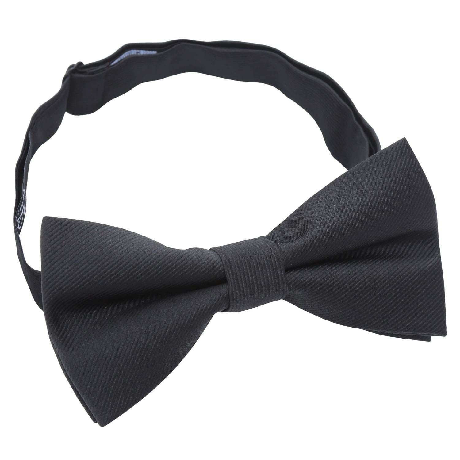 DQT Mens Plain Twill Thistle Pre-Tied Adjustable Bow Tie - Wedding, Party & Formal - Black