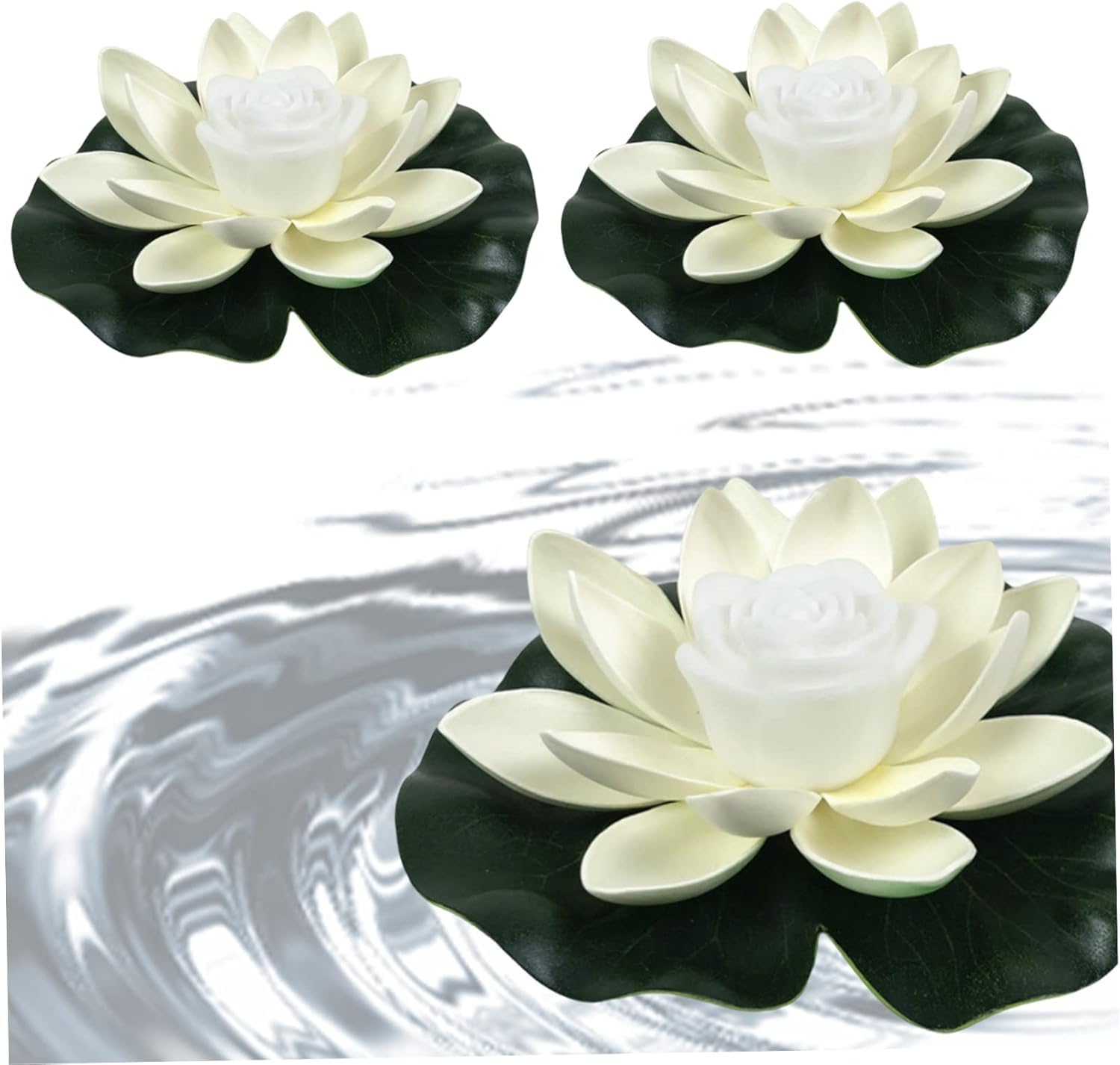 3pcs Floating Solar Light Pond Lightss Underwater, Solar Powered Pondss Light, Floating Lotus Flower Lamp with Color Changing, for Garden Fountain (White)