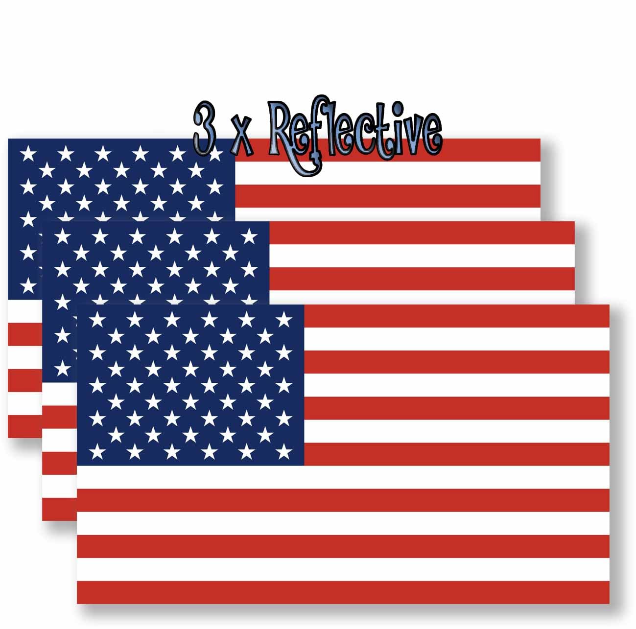 AG- 3 Pack American Flag Stickers US Flag Decals Reflective Vinyl Decals for Vehicles Helmets Laptops Toolboxes Windows 4.5 x 2.5 inches