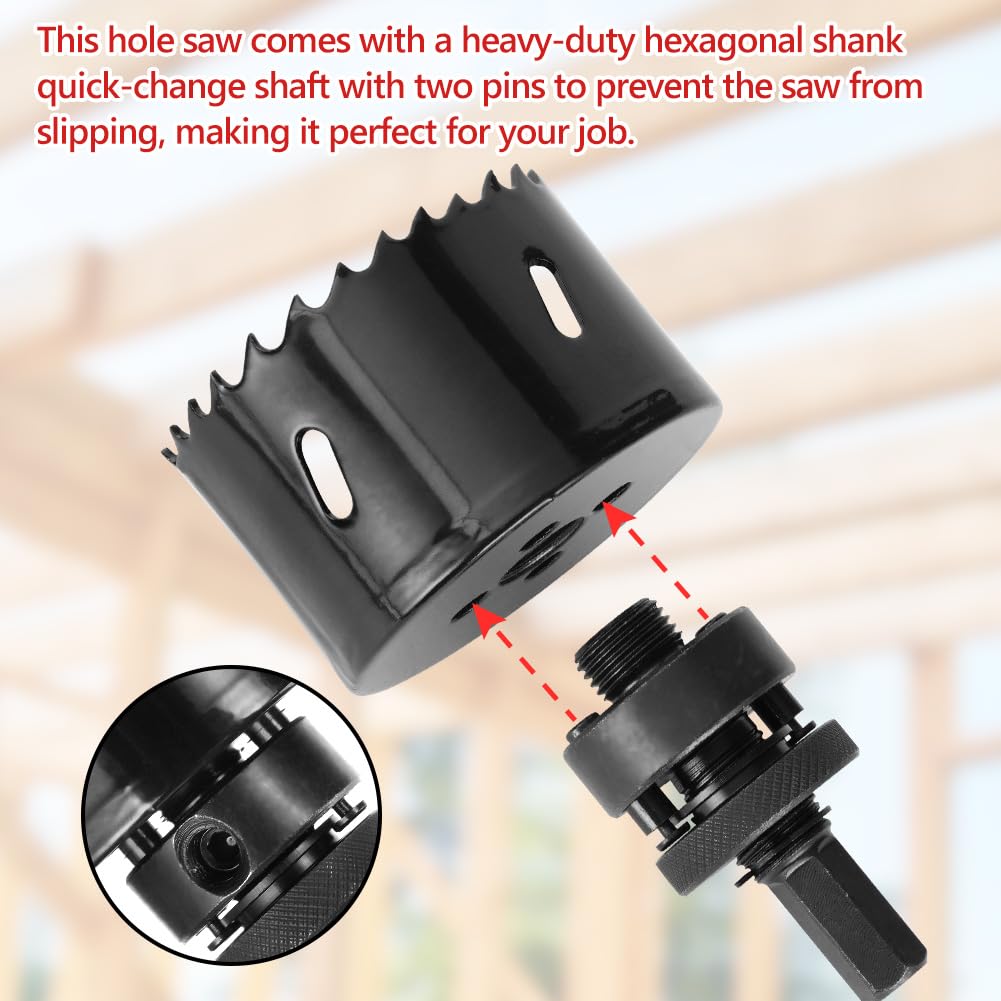 Flintronic Sierras de Corona 68mm, Sierra de Corona Bimetálica de 68mm, M42 HSS Bi-Metal Coronas Perforadoras, con Adaptador y Broca Piloto, para Metal Aluminio Madera PVC Plástico, Negro