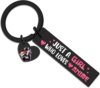 OEHEDOU Anime Gifts For Girls Friends Bestie Women Birthday Gifts For Animes Lovers Christmas Animation Stuff Kawaii Keychain For Teen Girls Animes Lovers Just A Girl Who Loves Anime Keychain