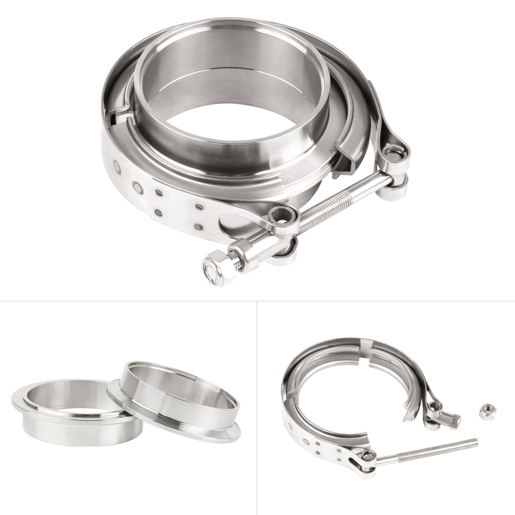 DOCAS 2 Pezzi 2,0 pollici 50.8mm Morsetto V-Band, Kit Flangia Morsetto V-band in Acciaio Inossidabile per Tubi di Scarico Turbo