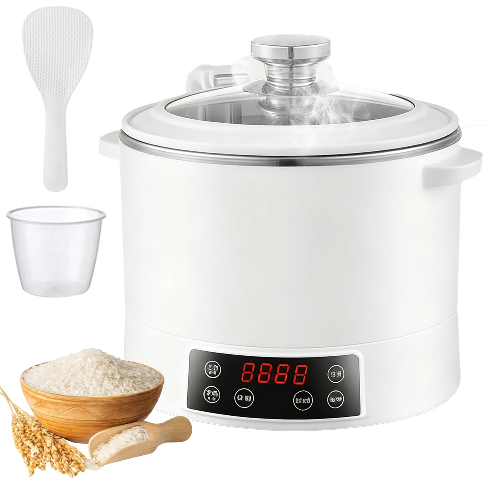 Cuociriso con cestello per cottura a vapore, controllo touch intelligente e timer di ritardo di 12 ore per una cottura sana di riso, cereali e avena