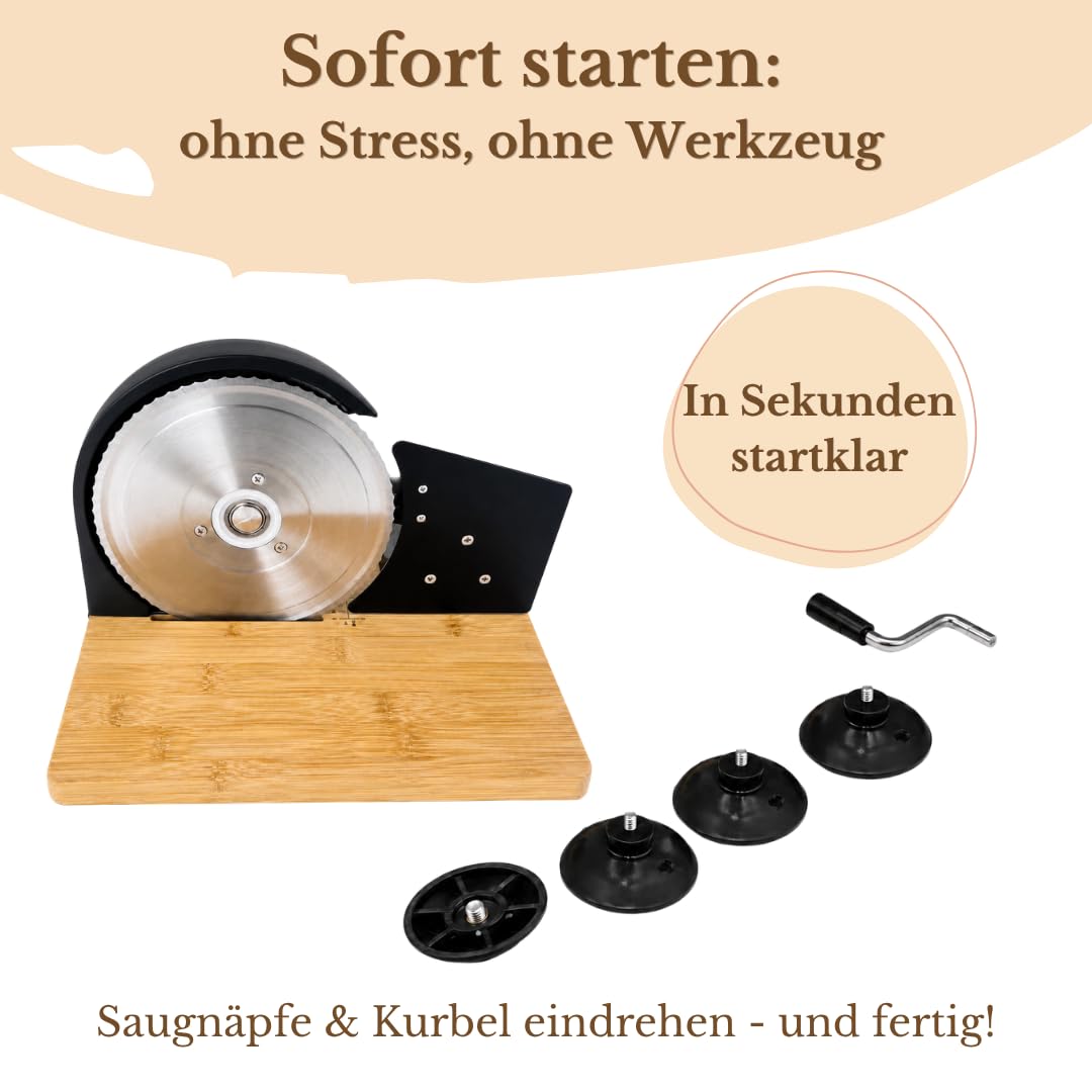 Likama Brotschneidemaschine manuell Edelstahl mit Kurbel, Set mit 2 Brotbeutel aus Leinen, bread slicer ohne Strom, Brotmaschine, Allesschneider, Schneidemaschine (Schwarz)