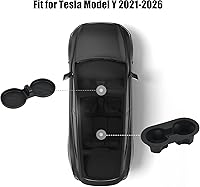 Vista 2 de frani Juego de portavasos (2 piezas) compatible con Tesla Model Y 2021-2026 y Juniper Refresh - Insertos de silicona premium para consola central