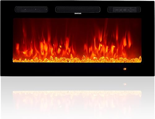 oneinmil Chimenea eléctrica, 50 pulgadas de ancho, chimenea eléctrica empotradamontada en la pared, control remoto con temporizador, 12 llamas,