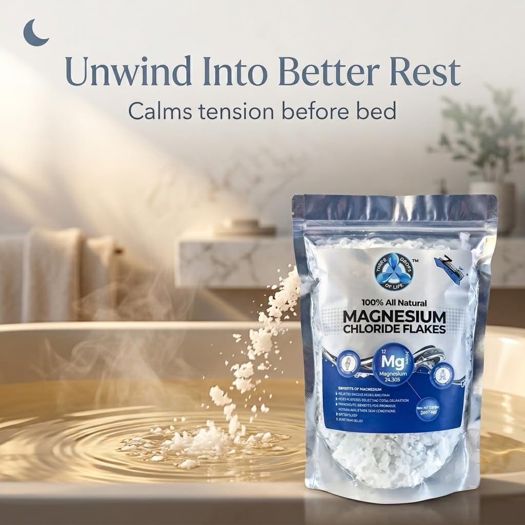 All Natural Magnesium Chloride Flakes, High Potency Absorption, Chloride Wins Over Epsom, Magnesium Directly from the Source, Numerous Health Benefits - 2lb Bulk Bag (1 Pack)