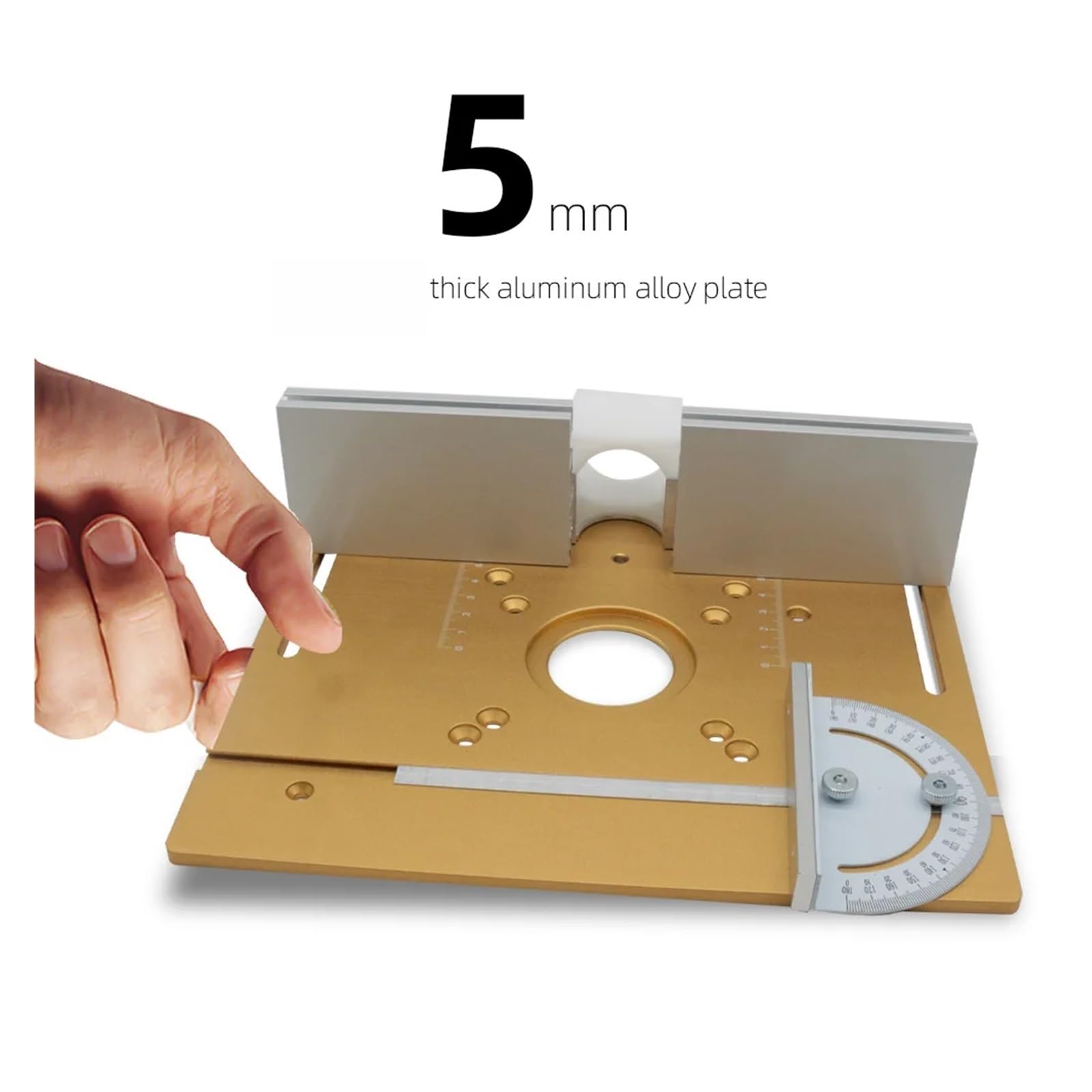 NURII Placa de inserción de Mesa de enrutador de Aluminio, Recortadora de carpintería, Placa abatible de fresado de Madera eléctrica con Calibre de inglete for Trabajo de Bricolaje