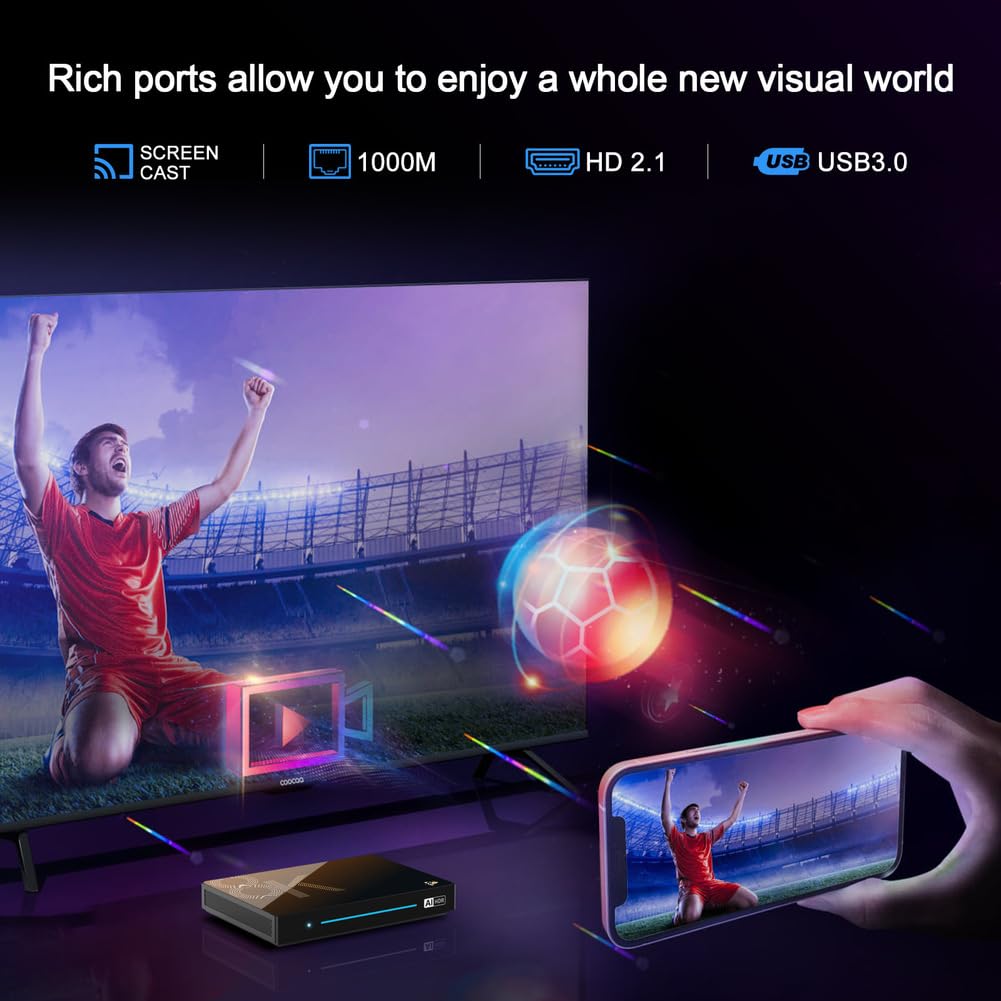 Android 14.0 TV Box 8 GB RAM 128GB Rom, 2025 TV Box Android Wi-Fi 6 2,4 g/5,8G 1000M Ethernet 8K/4K H728 Octa Core BT 5.0 USB 3.0 con Tastiera Mini Wireless,8gb+128gb