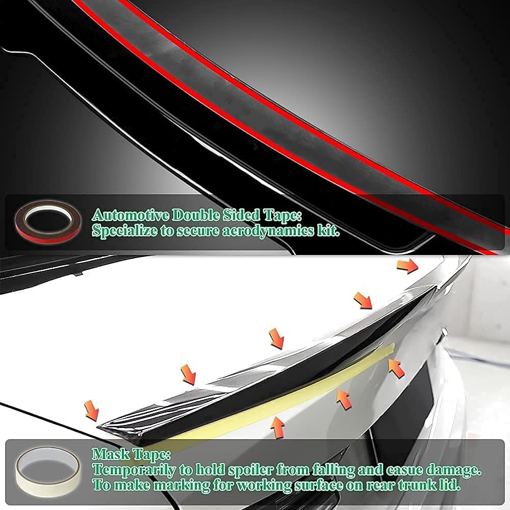 W205 Trunk Spoiler Wing Compatible with 2015-2021 Mercedes C Class W205 Sedan C43 C63 Sedan Spoiler, Gloss Black Painted (DM Type)