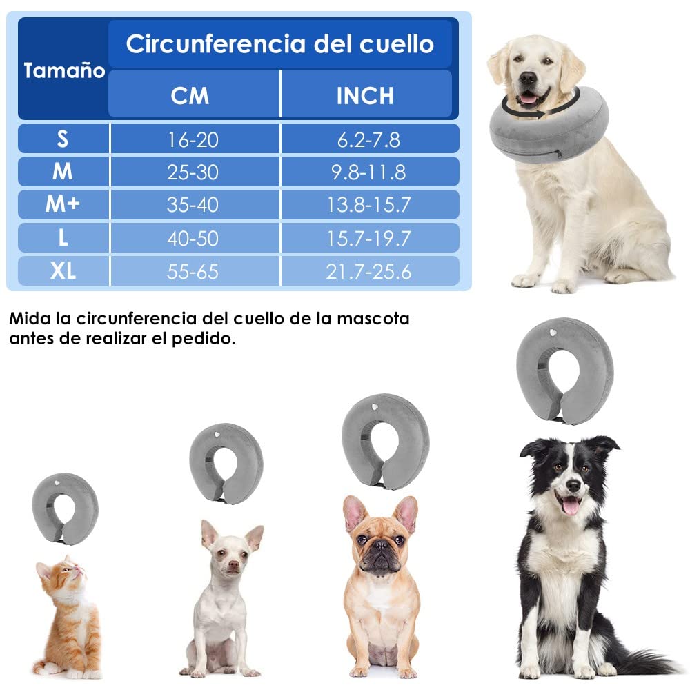 Nasjac Collar de recuperación Inflable para Perros, Collar Inflable para Perros de recuperación de Mascotas Suave con Hebilla Ajustable
