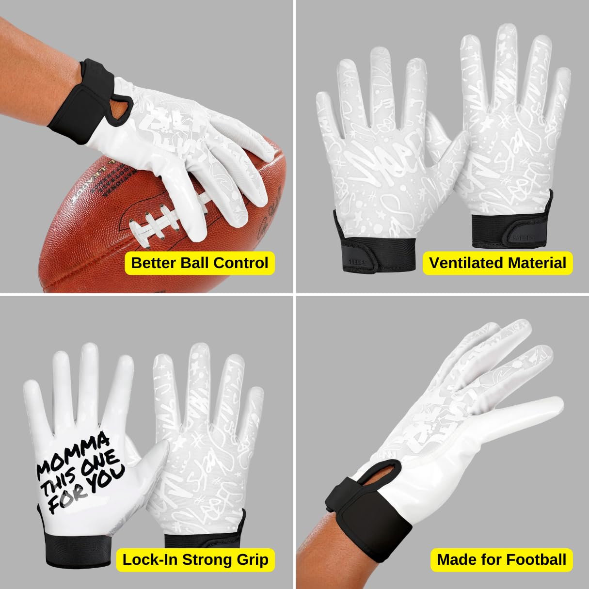 Amazon.com : SLEEFS Football Receiver Gloves [1 Pair - Small/S