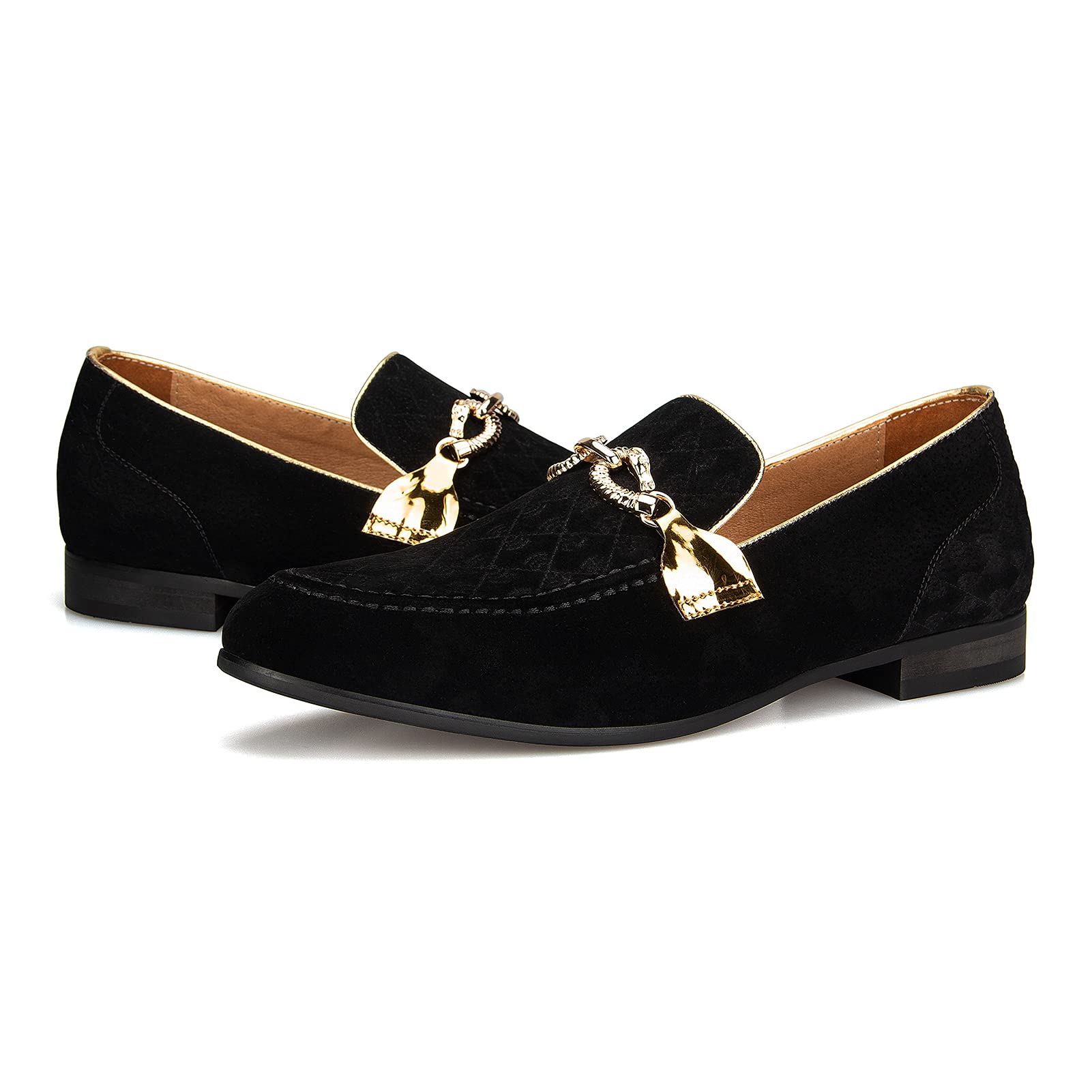 Meijiana Mens Shoes - Black Suede Loafers for Men with Metal Buckle, Rubber Sole, Fashion Casual Dress, Perfect for Business, Party or Birthday -