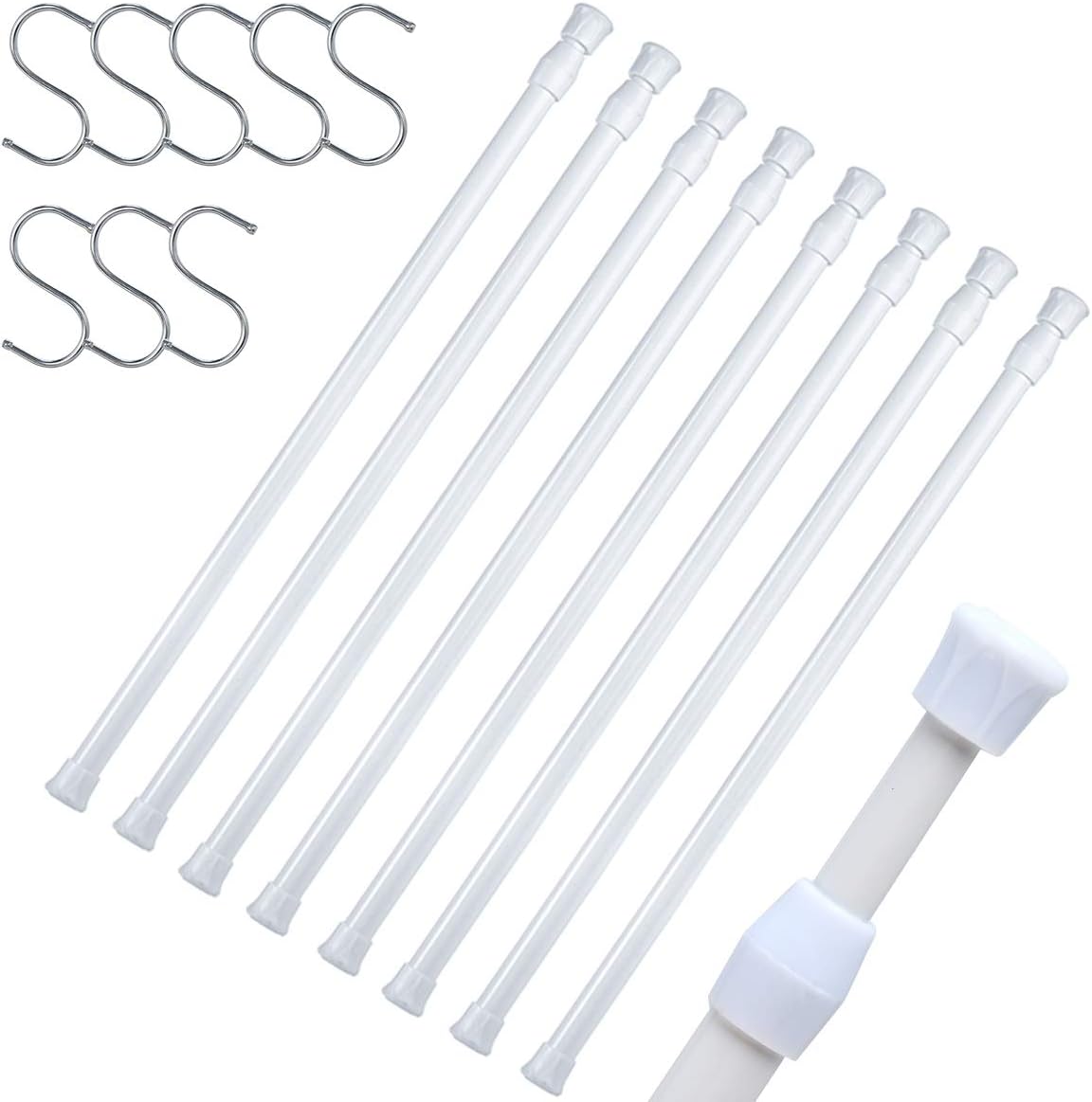 20 Pcs Spring Tension Curtain Rods Adjustable Loaded