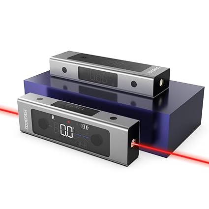 Coobeast Digital Angle Finder Magnetic, Rechargeable Digital Angle Gauge with Two Built-in Red Light Line, Mini Protractor Angle Finder Measuring Tool for Woodworking Home Decoration