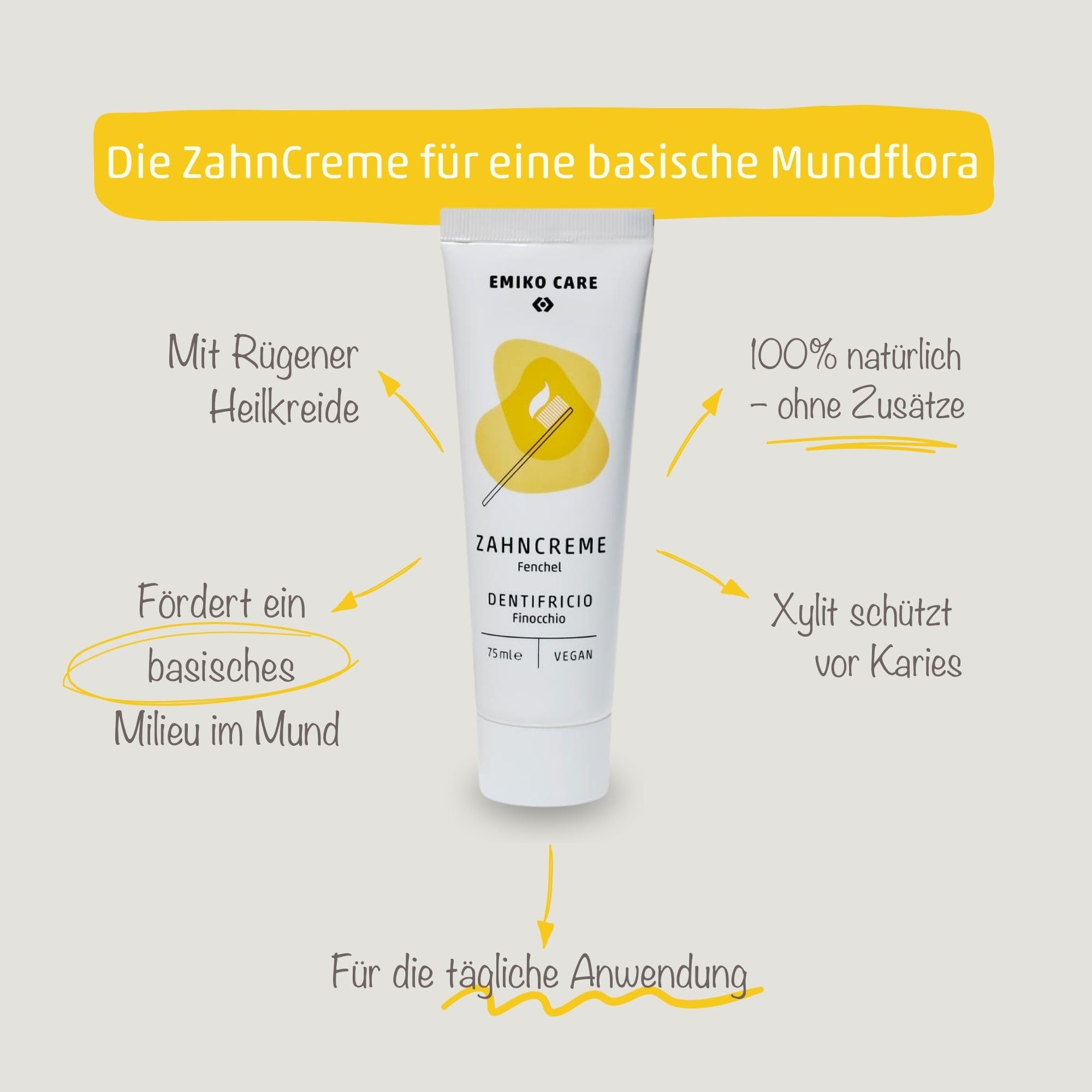 Emiko® Care - Pasta de dientes - Aceite de hinojo - 75 ml