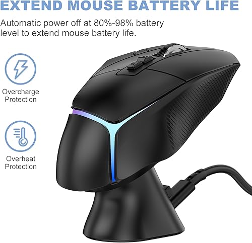 Vista 2 de Base de carga para Logitech Mouse de computadora G Pro X Superlight 21, G502G502XG502X Plus Lightspeed, G703, G903 Lightspeed y G PRO Ratones