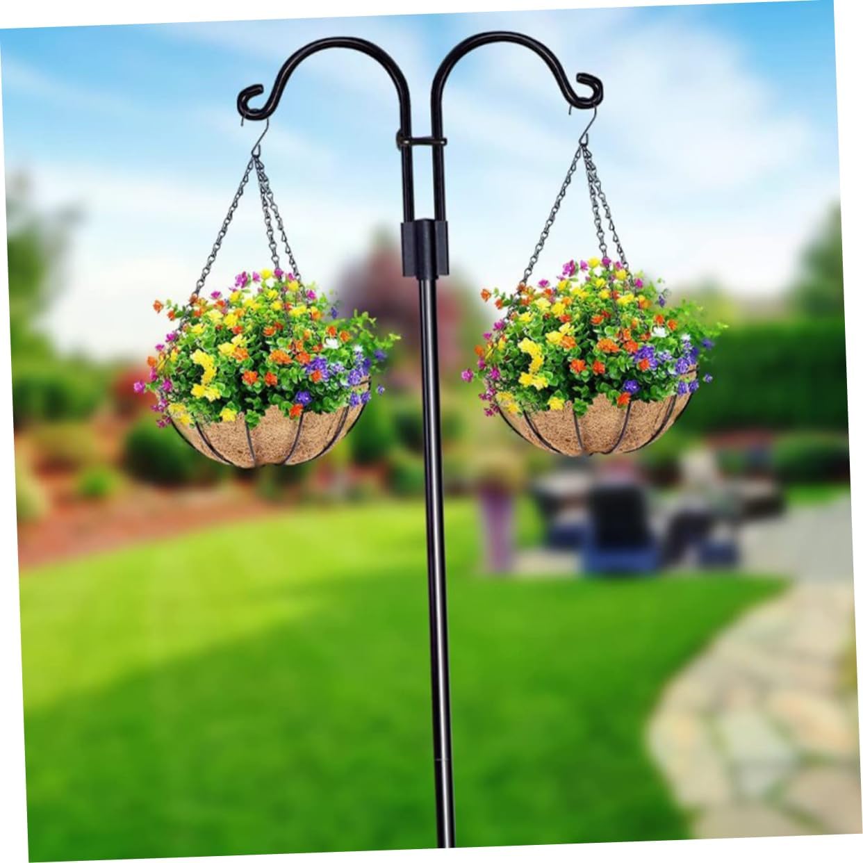 Garden Shepherd Hook Solar Lights Metal Double Hooks for Hanging Bird Feeders Lanterns and Plant Baskets Height for Outdoor Decor