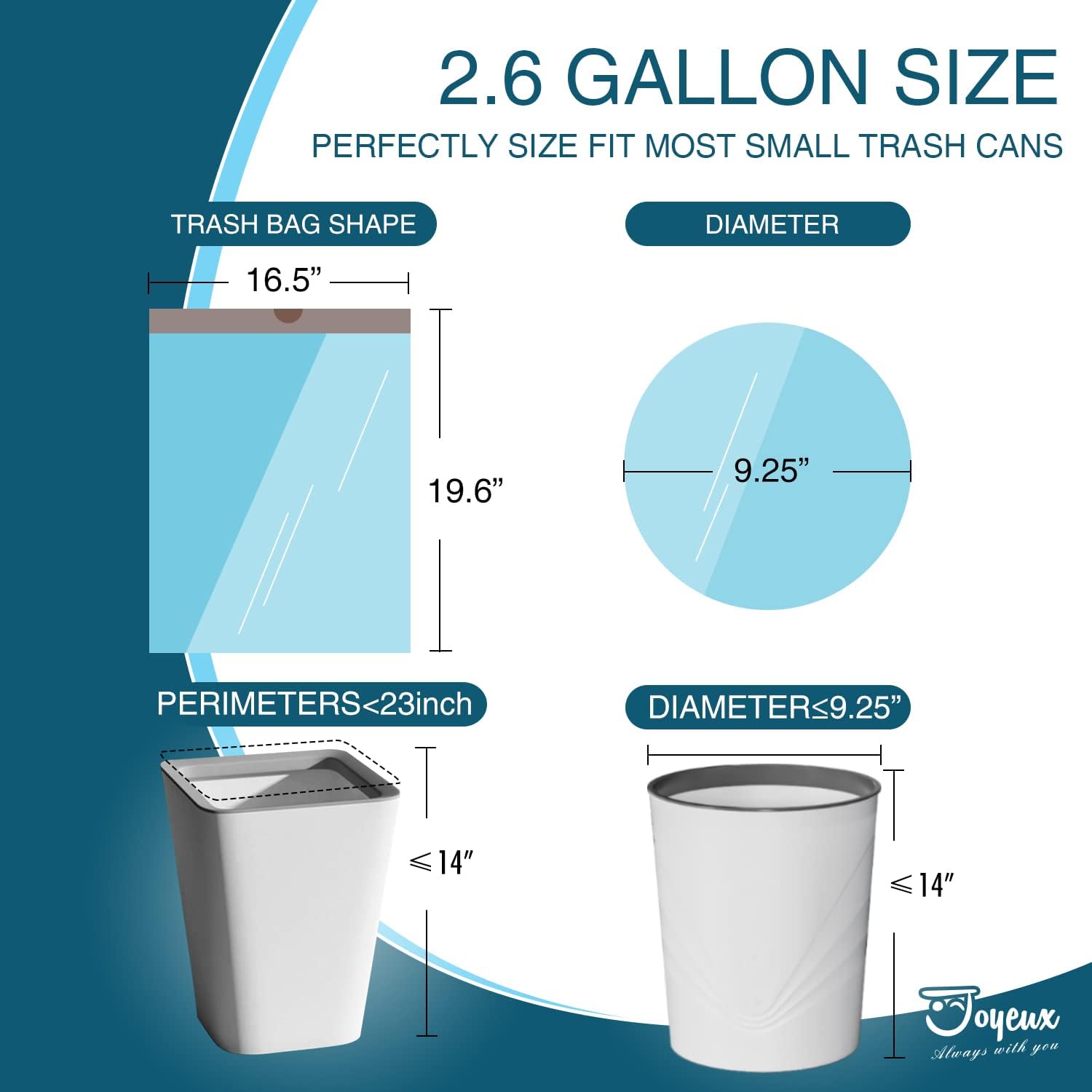 JOYEUX 2.6 Gallon Small Trash Bags, No-Tearing Drawstring Mini Garbage Bags for Bathroom Kitchen, Beachside Breeze Scent, 66 Count (Pack of 2) image 4