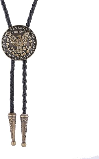 Btilasif Bolo Tie for Men, Vintage American Eagle Western Cowboy Tie Leather Necklaces Necktie, Western Accessories for Women Men, Bronze
