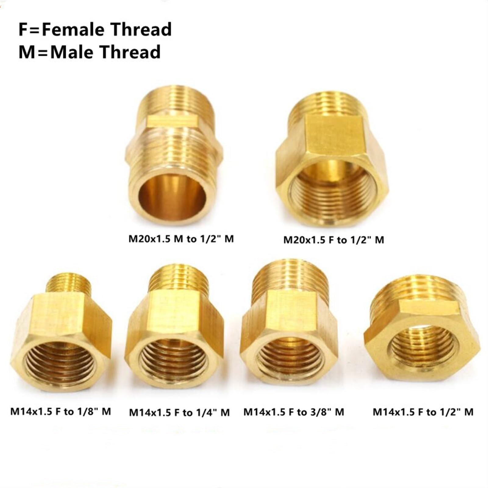 Qinlu-Brass Connector Hose Fitting M14 M20 1/8