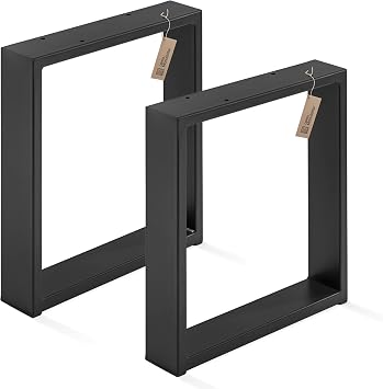 LAMO Manufaktur LTS-01-C-BB-9005 Table Legs for Bench Coffee Table Side Table Simple Solid Square Profile 80 x 20 mm Table Frame 40 x 43 cm (W x H) Black Pack of 2