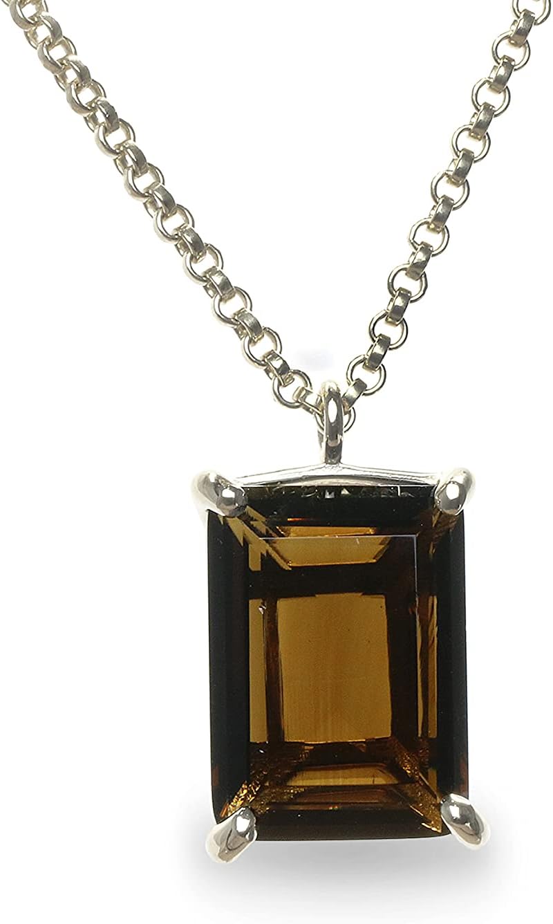 Rectangle Smoky Quartz Necklace - Stylish 14k Gold Statement Necklace for Fashion, Parties, Special Occasion, Wedding, Anniversary for Her - Handmade Jewelry with Fancy Box