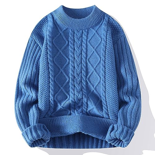Men's Cable Knit Pullover Sweater Casual Long Sleeve Crewneck Knitted Sweaters Casual Twist Textured Sweaters2