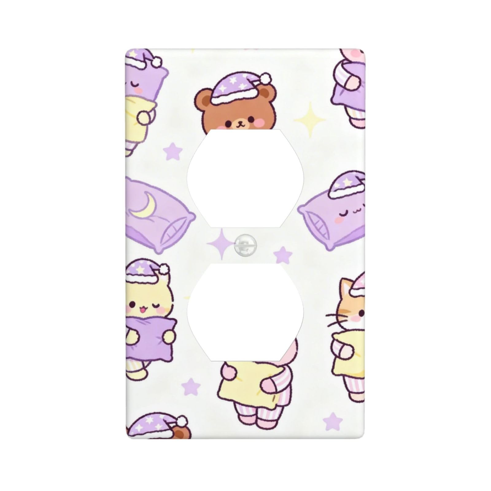 Cute Pajama Party Unbreakable Polycarbonate Switch Plate-1 Gang Screwless Wall Plate for Home Office